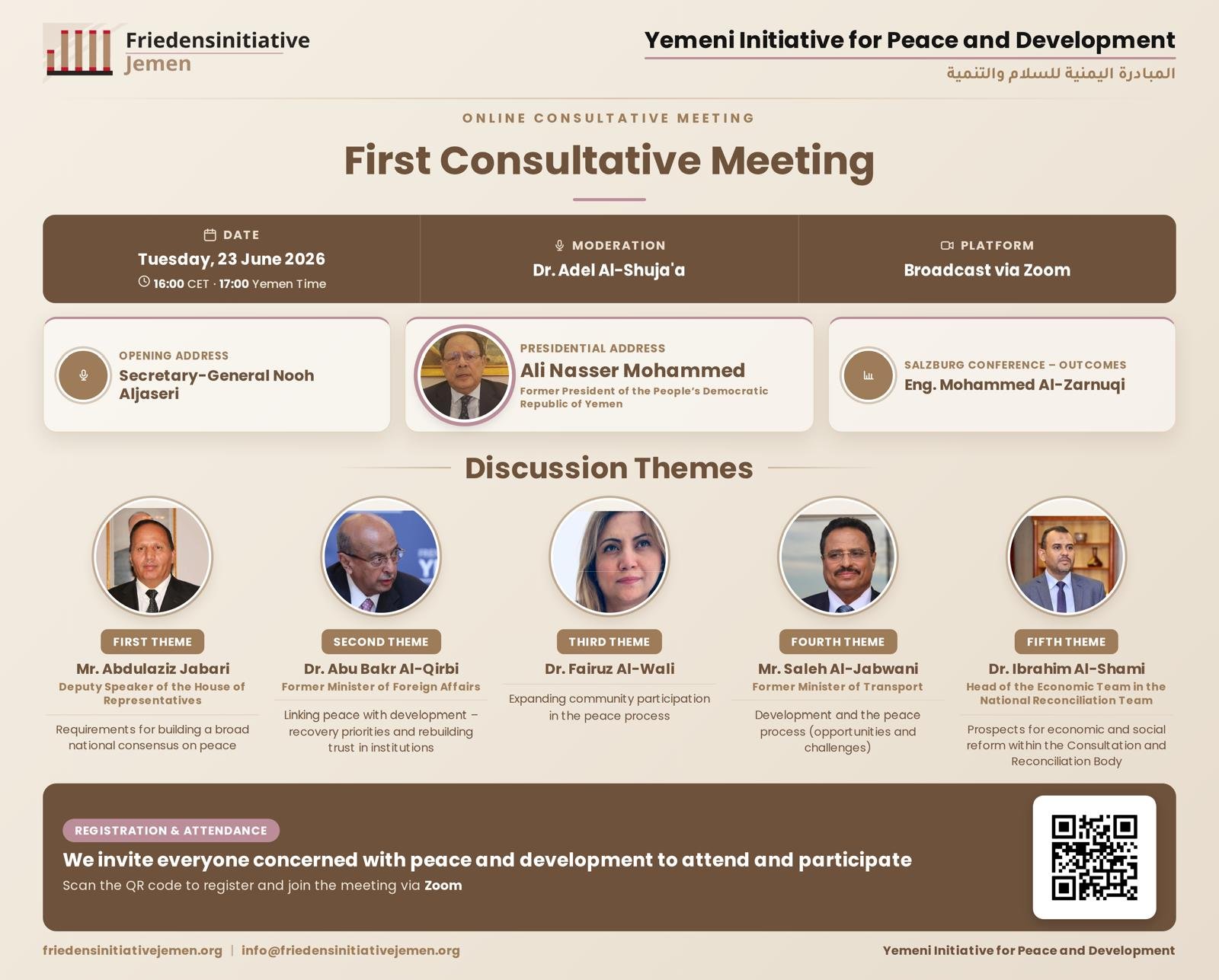 Participants in a consultative meeting discussing the Salzburg Process for Peace and Development and prospects for peace in Yemen